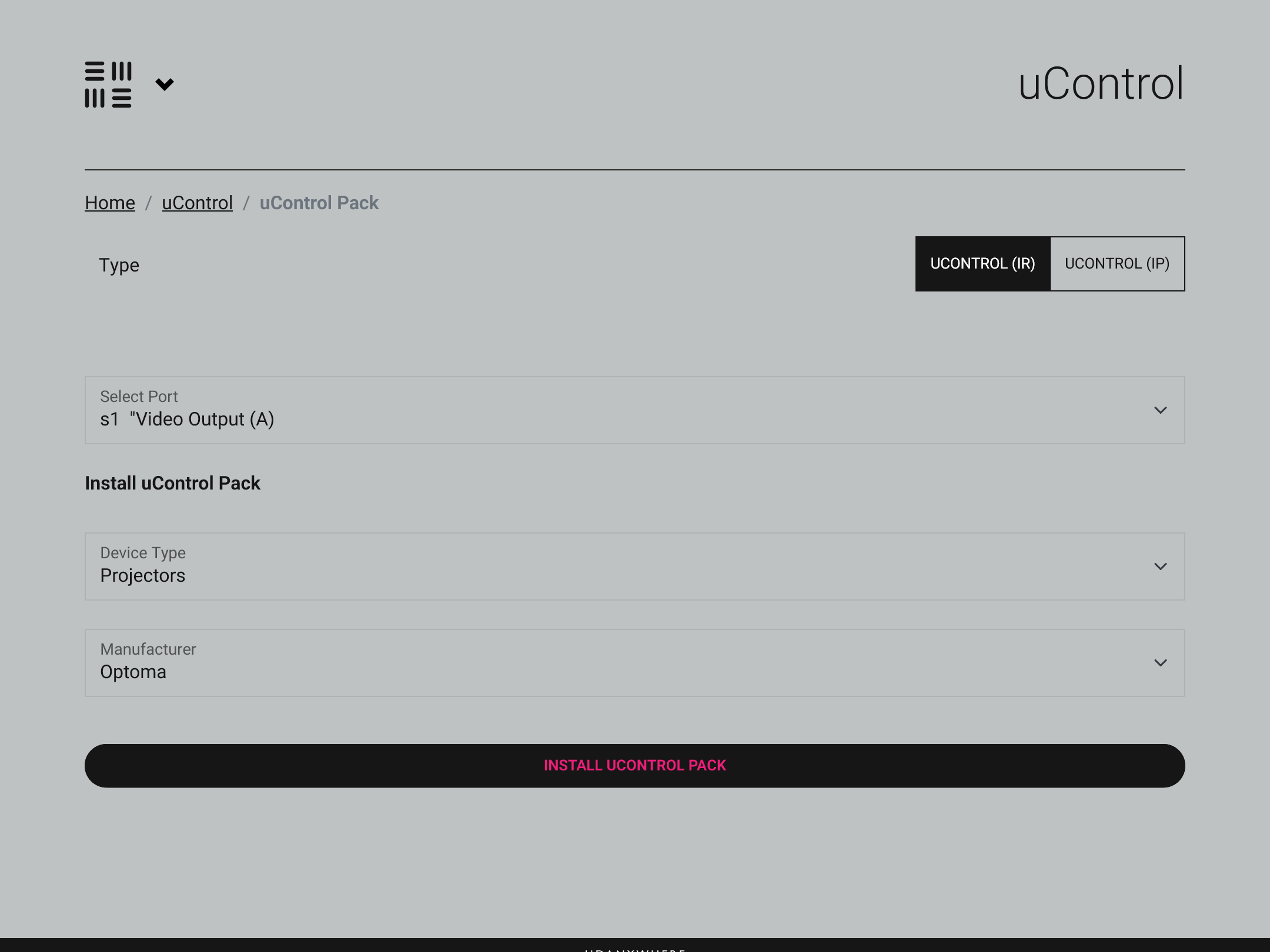 Download uControl Pack screen in uOS