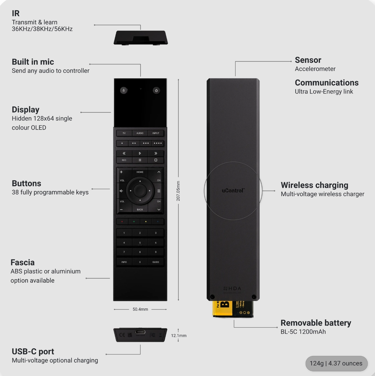 uControl Remote 2 Handset Features and Specification